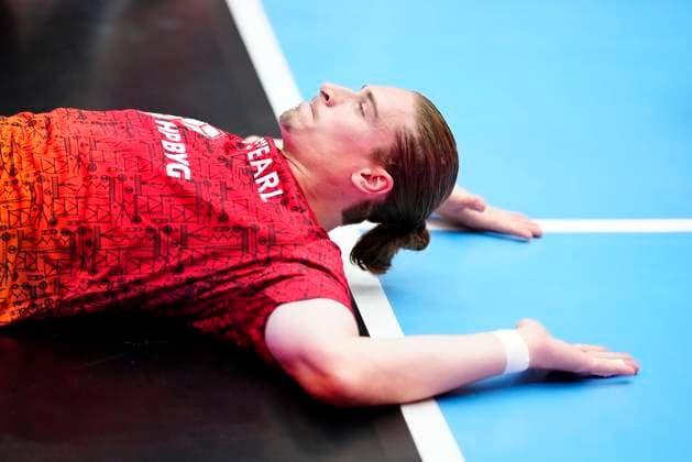 Denmark EHF Champions League Aalborg s Juri Knorr prior to the EHF Champions League men s handball match between Aalborg Handball and One Veszprém HC at Sparekassen Danmark Arena in Aalborg on Wednesday, September 10, 2025 Photo Henning Bagger Scanpix 2025 , Aalborg Denmark  Copyright: HenningxBaggerx spdk20250910-180914-L