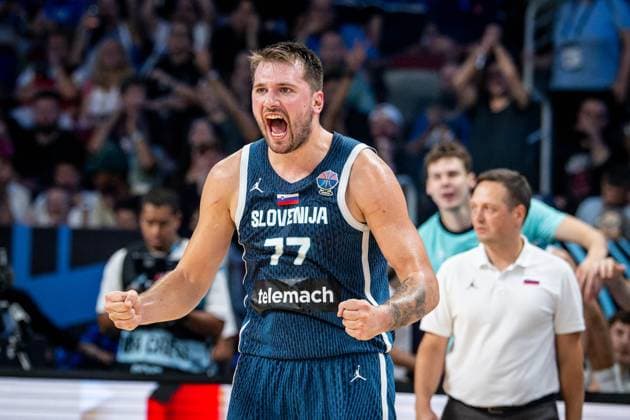 Basketball Riga 10 09 2025 DBB International Mens EuroBasket 2025 Quarterfinals Germany GER Slovenia SLO Luka Doncic Slovenia, No 77