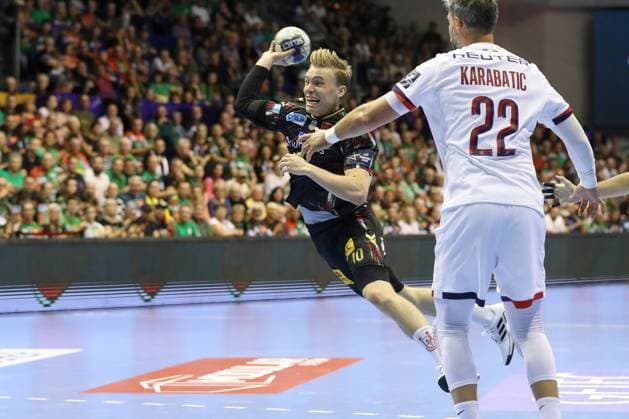 10 09 2025, xtgx, Handball, EHF Champions League, SC Magdeburg Paris Saint Germain v l Gisli Thorgeir Kristjansson Magdeburg, 10 throws goal, goal scorer, scores goal, scores the goal Magdeubrg