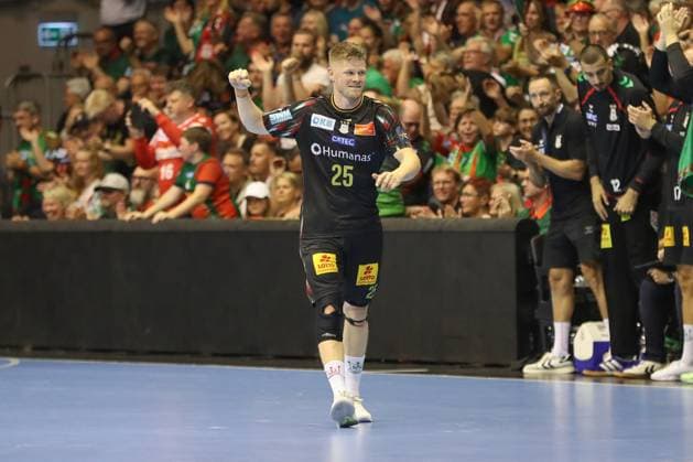 10 09 2025, xgox, Handball, EHF Champions League, SC Magdeburg Paris Saint Germain v l Sebastian Barthold Magdeburg, 25 jubilation, goal celebration, celebrate the goal, celebration Magdeburg