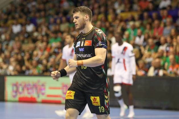 10 09 2025, xgox, Handball, EHF Champions League, SC Magdeburg Paris Saint Germain v l Elvar Oern Jonsson Magdeburg, 19 jubilation, goal celebration, celebrate the goal, celebration Magdeburg