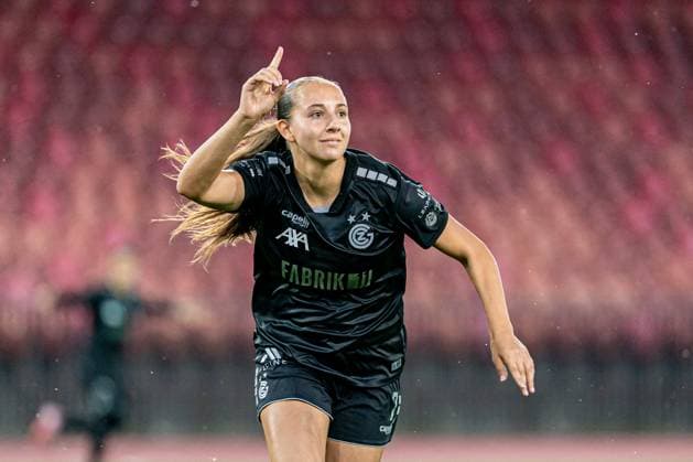 Switzerland UEFA Women s Europa Cup GC Women s Football vs BIIK Shymkent Letzigrund Stadium, Zurich Janina Egli 7 Grasshopper Club celebrating scoring teams second goal Copyright: xPriscilaxBütlerx