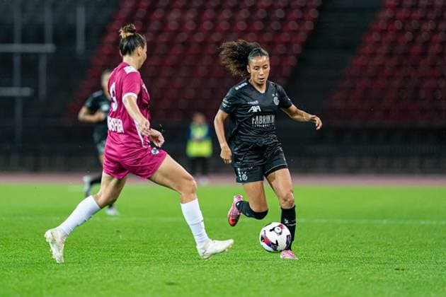 Switzerland UEFA Women s Europa Cup GC Women s Football vs BIIK Shymkent Letzigrund Stadium, Zurich Ramona Kannady 19 Grasshopper Club , right, in action Copyright: xPriscilaxBütlerx