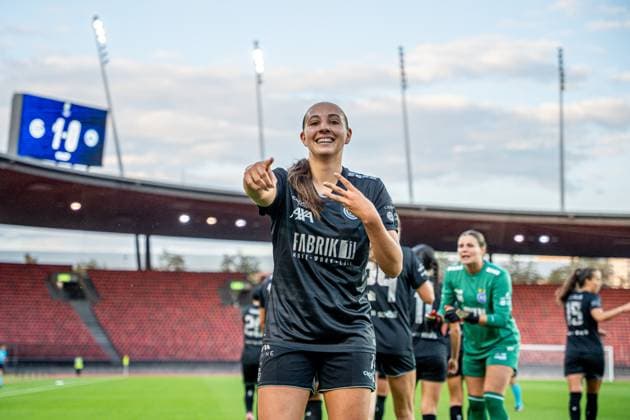 Switzerland UEFA Women s Europa Cup GC Women s Football vs BIIK Shymkent Letzigrund Stadium, Zurich Janina Egli 7 Grasshopper Club celebrating scoring teams first goal Copyright: xPriscilaxBütlerx