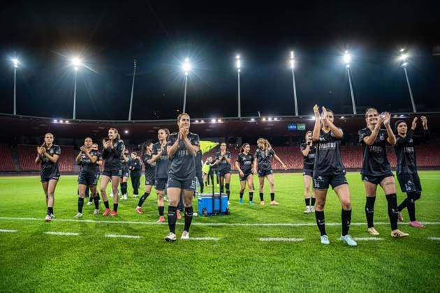 Switzerland UEFA Women s Europa Cup GC Women s Soccer vs BIIK Shymkent Letzigrund Stadium, Zurich GC Women s Soccer team after winning the match Copyright: xPriscilaxBütlerx