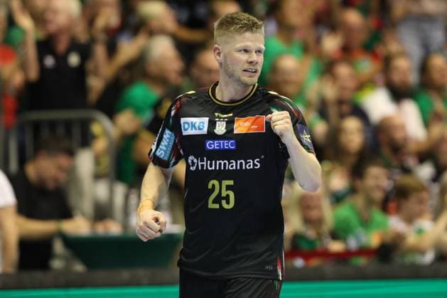 10 09 2025, xtgx, Handball, EHF Champions League, SC Magdeburg Paris Saint Germain v l Sebastian Barthold Magdebug, 25 Jubel, Torjubel, jubelt ueber das Tor, celebrate the goal, celebration Magdeubrg