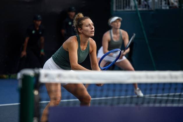 WTA, Tennis Damen 250 SP OPEN SaO PAULO, SP - 10.09.2025: WTA 250 SP OPEN - Marking the return of the professional women& 39;s tennis circuit to the capital of Sao Paulo after 25 years, the SP Open, WTA 250 of Sao Paulo, takes place from September 6 to 14 at Parque Villa Lobos. In the photo, Frenchwoman Elixane Lechemia, partnered with British player Alicia Barnett, in a match against the Brazilian duo Luisa Stefani and Hungarian Timea Babos on Wednesday afternoon (10). (Photo: Rodilei Morais Fotoarena) x2804320x  RodileixMorais