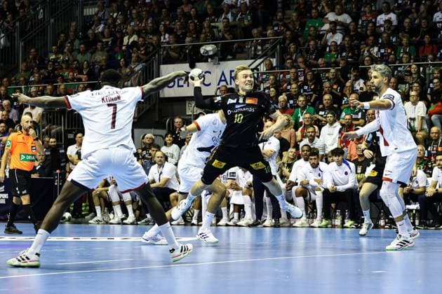 Gisli Kristjansson SC Magdeburg,10 Handball Machineseeker Champions League Season 2025 2026 SC Magdeburg vs Paris Saint Germain at the GETEC Arena in Magdeburg Action,Handball,Germany,10 09 2025