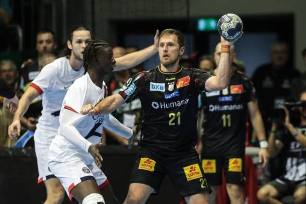 Albin Lagergren SC Magdeburg,21 vs Wallem Peleka Paris Saint Germain,47 Handball Machineseeker Champions League Season 2025 2026 SC Magdeburg vs Paris Saint Germain at the GETEC Arena in Magdeburg Action,Handball,Germany,10 09 2025