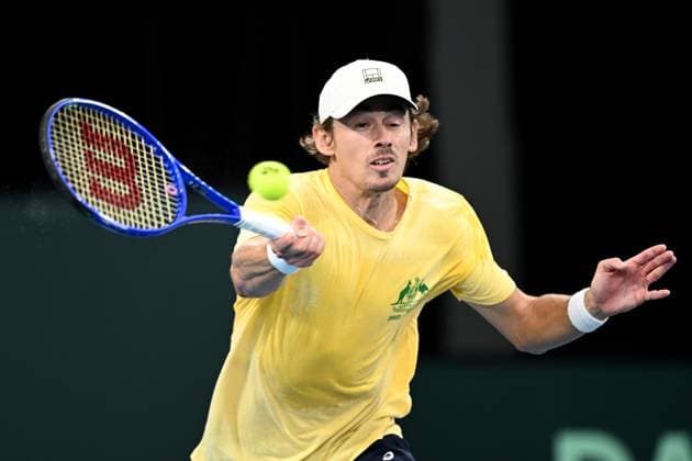 DAVIS CUP PHOTO OPS, Alex de Minaur of Australia during a Davis Cup practice hit at Ken Rosewall Arena in Sydney, Thursday, September 11, 2025. ( NO ARCHIVING, EDITORIAL USE ONLY SYDNEY NEW SOUTH WALES AUSTRALIA  Copyright: xDANxHIMBRECHTSx 20250911134086765561