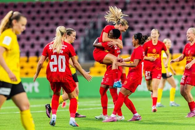 FC Nordsjaelland v KuPS, UEFA Women™s Europa Cup, Farum, Denmark Farum, Denmark. 10th, September 2025. Bongeka Gamede (4) of FC Nordsjaelland equalises for 1-1 during the UEFA Women™s Europa Cup qualification match between FC Nordsjaelland and KuPS at Right to Dream Park in Farum. Denmark, Farum  Copyright: xGonzalesxPhoto DejanxObretkovicx