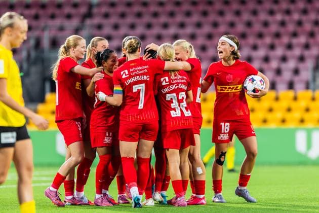 FC Nordsjaelland v KuPS, UEFA Women™s Europa Cup, Farum, Denmark Farum, Denmark. 10th, September 2025. Bongeka Gamede (4) of FC Nordsjaelland equalises for 1-1 during the UEFA Women™s Europa Cup qualification match between FC Nordsjaelland and KuPS at Right to Dream Park in Farum. Denmark, Farum  Copyright: xGonzalesxPhoto DejanxObretkovicx