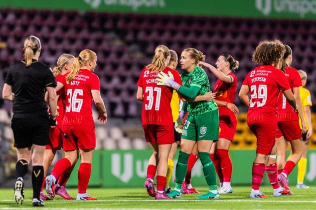 FC Nordsjaelland v KuPS, UEFA Women™s Europa Cup, Farum, Denmark Farum, Denmark. 10th, September 2025. Celebration after Laila El Behery (12) of FC Nordsjaelland scores for 3-1 during the UEFA Women™s Europa Cup qualification match between FC Nordsjaelland and KuPS at Right to Dream Park in Farum. Denmark, Farum  Copyright: xGonzalesxPhoto DejanxObretkovicx