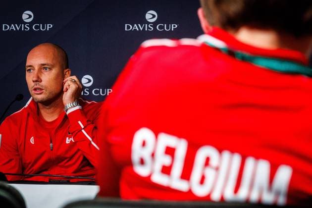 Belgium Davis Cup captain Steve Darcis pictured duringa a pre-draw press conference, PK, Pressekonferenz of the Belgian team, Thursday 11 September 2025, in Ken Rosewall Arena, Sydney, Australia. Belgium will compete this weekend in the second round of the Davis Cup qualifiers against Australia. PATRICKxHAMILTON  x133903906x