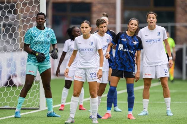HB Koge v Farul Constanta, UEFA Women™s Europa Cup, Koge, Denmark Koge, Denmark. 10th, September 2025. Nadia Nadim (9) of HB Koge seen during the UEFA Women™s Europa Cup qualification match between HB Koge and Farul Constanta at Koge Stadion in Koge. Denmark, Koge  Copyright: xGonzalesxPhoto DennisxJacobsenx