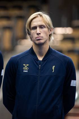 250911 Leo Borg of Sweden during the Davis Cup draw ceremony ahead of the match between Sweden and Tunisia on September 11, 2025 in Partille Photo Mathias Bergeld BILDBYRAN kod MB MB1200 tennis davis cup lottningen lotting draw ceremony sverige sweden bbeng tunisien tunisia  Copyright: MATHIASxBERGELD BB250911MB051