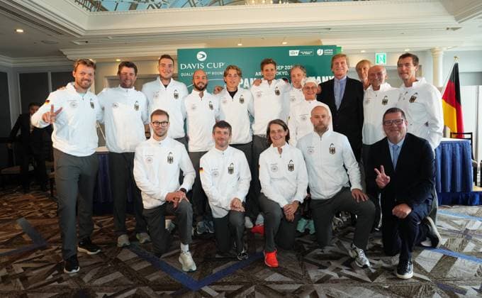 2025 Davis Cup Qualifiers 2nd Round Japan v Germany Japan Team Shintaro Mochizuki JPN , Yoshihito Nishioka JPN , Yosuke Watanuki JPN , Rei Sakamoto JPN, Takeru Yuzuki JPN , Captain Go Soeda JPN German Team Yannick Hanfmann GER , Jan Lennard Struff GER Kevin Krawietz GER , Justin Engel GER , Tim Puetz GER Captain Michael Kohlman GER