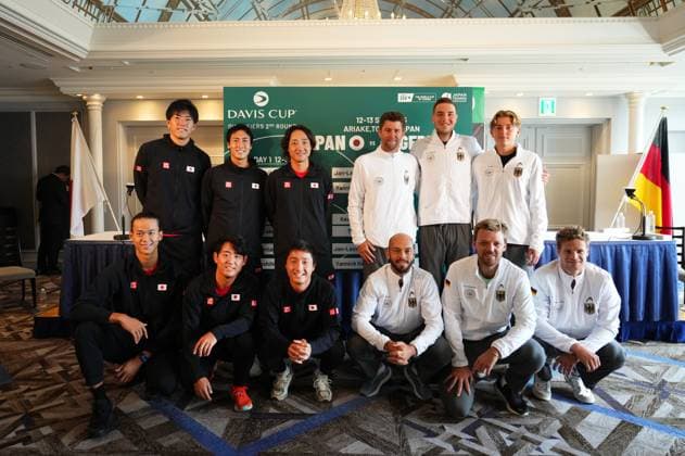 2025 Davis Cup Qualifiers 2nd Round Japan v Germany Japan Team Shintaro Mochizuki JPN , Yoshihito Nishioka JPN , Yosuke Watanuki JPN , Rei Sakamoto JPN, Takeru Yuzuki JPN , Captain Go Soeda JPN German Team Yannick Hanfmann GER , Jan Lennard Struff GER Kevin Krawietz GER , Justin Engel GER , Tim Puetz GER Captain Michael Kohlman GER 2025 Davis Cup Qualifiers 2nd Round