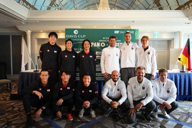 2025 Davis Cup Qualifiers 2nd Round Japan v Germany Japan Team Shintaro Mochizuki JPN , Yoshihito Nishioka JPN , Yosuke Watanuki JPN , Rei Sakamoto JPN, Takeru Yuzuki JPN , Captain Go Soeda JPN German Team Yannick Hanfmann GER , Jan Lennard Struff GER Kevin Krawietz GER , Justin Engel GER , Tim Puetz GER Captain Michael Kohlman GER 2025 Davis Cup Qualifiers 2nd Round