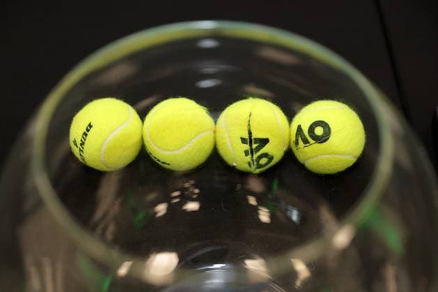 TENNIS - Davis Cup, HUN vs AUT DEBRECEN,HUNGARY,11.SEP.25 - TENNIS - ITF Davis Cup, qualification round 2, Hungary vs Austria, preview, draw and press conference, PK, Pressekonferenz Image shows the tennisballs for the draw.  GEPAxpictures xWalterxLuger