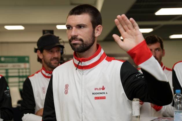 TENNIS - Davis Cup, HUN vs AUT DEBRECEN,HUNGARY,11.SEP.25 - TENNIS - ITF Davis Cup, qualification round 2, Hungary vs Austria, preview, draw and press conference, PK, Pressekonferenz Image shows Jurij Rodionov (AUT).  GEPAxpictures xWalterxLuger
