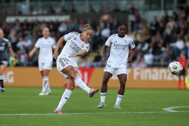 2025 09 10 xJFx Football UEFA Women Champions League Qualification Eintracht Frankfurt Real Madrid v l , Filippa Angeldahl Real Madrid scores the goal to 0 1 DFL DFB REGULATIONS PROHIBIT ANY USE OF PHOTOGRAPHS as IMAGE SEQUENCES and or QUASI VIDEO Copyright: JoaquimxFerreira