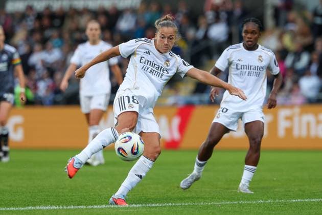 2025 09 10 xJFx Football UEFA Women Champions League Qualification Eintracht Frankfurt Real Madrid v l , Filippa Angeldahl Real Madrid scores the goal to 0 1 DFL DFB REGULATIONS PROHIBIT ANY USE OF PHOTOGRAPHS as IMAGE SEQUENCES and or QUASI VIDEO Copyright: JoaquimxFerreira