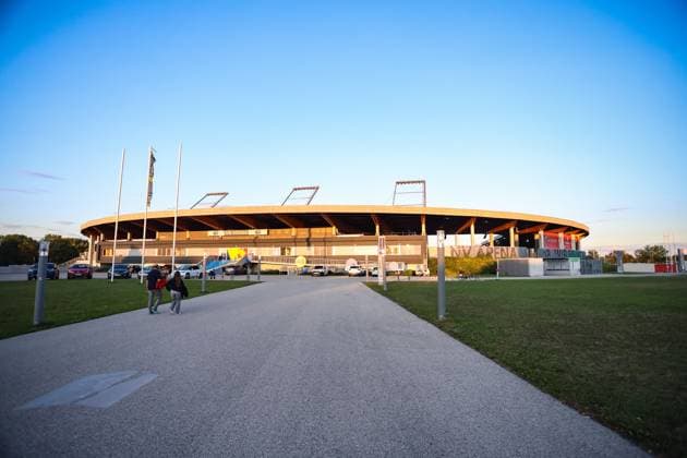 SOCCER - WCL, St.Poelten vs Hjorring SANKT POELTEN,AUSTRIA,11.SEP.25 - WOMEN SOCCER - UEFA Women s Champions League, qualification, SKN Sankt Poelten vs Fortuna Hjorring. Image shows an overview of NV arena.  GEPAxpictures xManuelxBinder