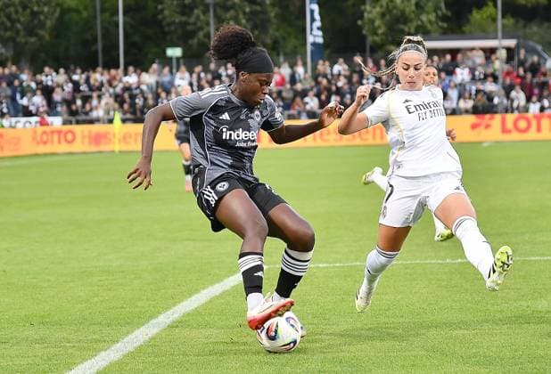 11 09 2025, xhbx, Soccer Quali Champions League, Eintracht Frankfurt Women Real Madrid Women v l Nicole Anyomi Eintracht Frankfurt Women , Athenea Real Madrid DFL DFB REGULATIONS PROHIBIT ANY USE OF PHOTOGRAPHS as IMAGE SEQUENCES and or QUASI VIDEO Frankfurt