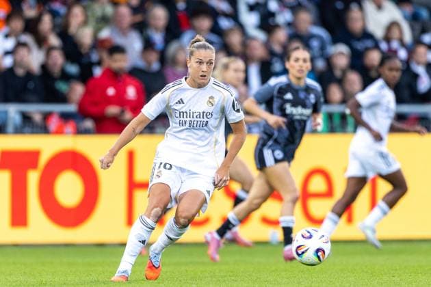 UWCL Qualification Eintracht Frankfurt Real Madrid, 11 09 2025 Filippa Angeldahl Real Madrid, 16 with ball First leg of the UEFA Womens Champions League Qualification, 3rd round, between Eintracht Frankfurt and Real Madrid at Stadion am Brentanobad in Frankfurt am Main on 11 09 2025 Copyright: xBEAUTIFULxSPORTS Hahnex