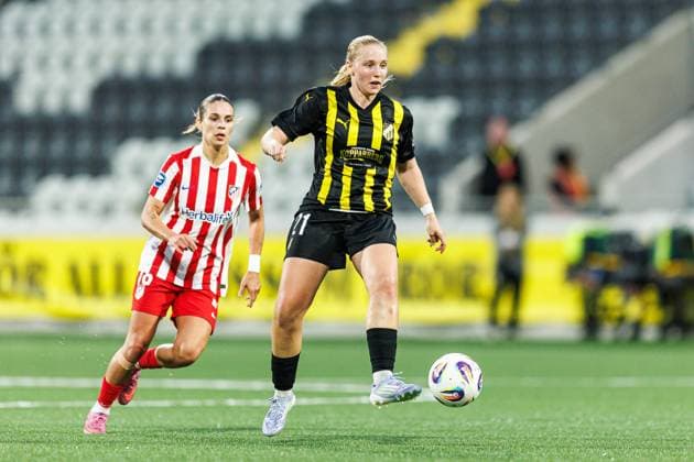 250911 Johanna Fossdalsa Sorensen of Häcken during the UEFA Women™s Champions League play off football match between Häcken and Atletico Madrid on September 11, 2025 in Göteborg Photo Michael Erichsen BILDBYRAN COP 89 MI0874 fotboll football soccer fotball uefa womens champions league häcken atletico madrid dam bbeng play offsbbauto  Copyright: MICHAELxERICHSEN BB250911MI029