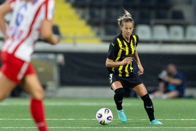 250911 Aivi Luik of Häcken during the first leg of Women s Champions League playoff football match between Häcken and Atletico Madrid on September 11, 2025 in Göteborg Photo Michael Erichsen BILDBYRAN COP 89 MI0874 atletico madrid bbeng dam football fotball fotboll häcken play offs soccer uefa womens champions league  Copyright: MICHAELxERICHSEN BB250911MI032