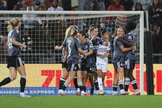 2025 09 10 xJFx Football UEFA Women Champions League Qualification Eintracht Frankfurt Real Madrid v l , Torjubel, Goal celebration, celebrate the goal um Nicole Anyomi Eintracht Frankfurt DFL DFB REGULATIONS PROHIBIT ANY USE OF PHOTOGRAPHS as IMAGE SEQUENCES and or QUASI VIDEO Copyright: JoaquimxFerreira