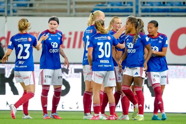 Champions League Women s Qualification Valerenga Ferencvaros Oslo 20250911 Valerenga celebrates after scoring the first goal of the match during the Champions League qualifying match between Valerenga Ferencvaros at Intility Arena Photo Cornelius Poppe NTB Oslo Norway EDITORIAL USE ONLY RESTRICTED USE FOR BETTING COMPANIES  Copyright: xCorneliusxPoppex xNTBx
