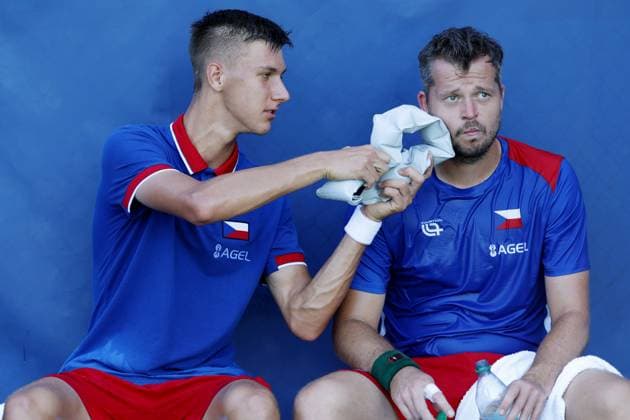 Petr Brunclik and Adam Pavlasek during the preparation for the qualifying match between the USA and the Czech Republic for the final group of the Davis Cup 2025 at the Delray Beach Tennis Center in Delray Beach, USA, 11 September 2025. (CTKxPhoto PavelxLebeda) CTKPhotoF202509110010901  CTKPhotoF202509110010901