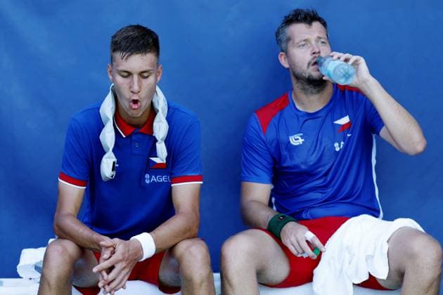 Petr Brunclik and Adam Pavlasek during the preparation for the qualifying match between the USA and the Czech Republic for the final group of the Davis Cup 2025 at the Delray Beach Tennis Center in Delray Beach, USA, 11 September 2025. (CTKxPhoto PavelxLebeda) CTKPhotoF202509110011001  CTKPhotoF202509110011001