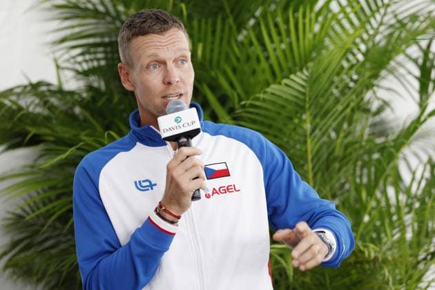 Czech non-playing captain Tomas Berdych attends a press conference, PK, Pressekonferenz before the US vs. Czech Republic qualifying match for the final group of the Davis Cup 2025 at the Delray Beach Tennis Center in Delray Beach, USA, 11 September 2025. (CTKxPhoto PavelxLebeda) CTKPhotoF202509110012901  CTKPhotoF202509110012901