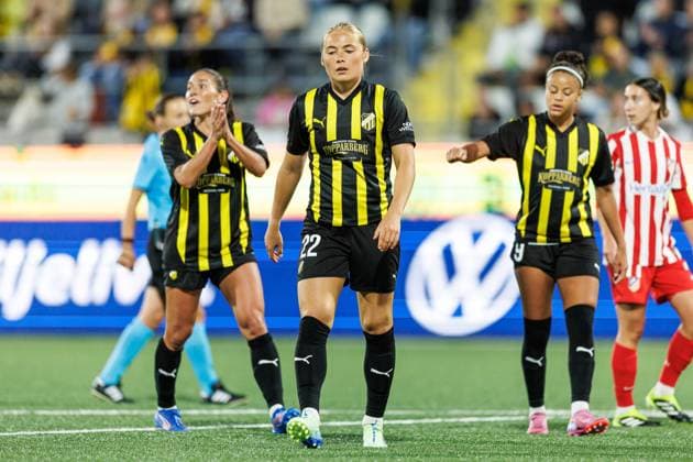 250911 Paulina Nyström of Häcken during the UEFA Women™s Champions League play off football match between Häcken and Atletico Madrid on September 11, 2025 in Göteborg Photo Michael Erichsen BILDBYRAN COP 89 MI0874 fotboll football soccer fotball uefa womens champions league häcken atletico madrid dam bbeng play offsbbauto  Copyright: MICHAELxERICHSEN BB250911MI045