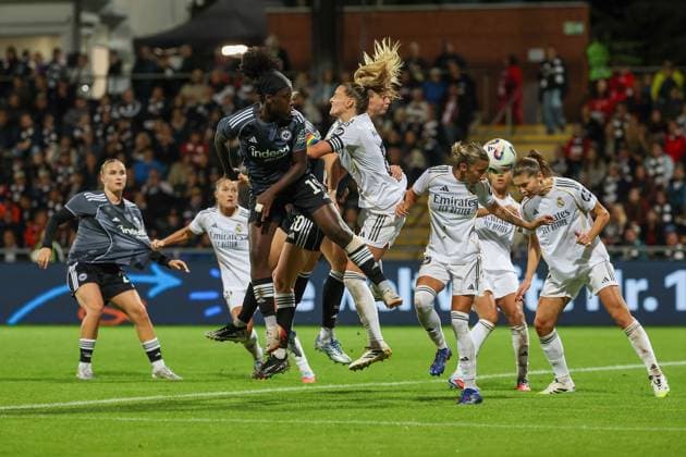 2025 09 10 xJFx Football UEFA Women Champions League Qualification Eintracht Frankfurt Real Madrid v l , in action, in action, in the penalty area Nicole Anyomi Eintracht Frankfurt DFL DFB REGULATIONS PROHIBIT ANY USE OF PHOTOGRAPHS as IMAGE SEQUENCES and or QUASI VIDEO Copyright: JoaquimxFerreira