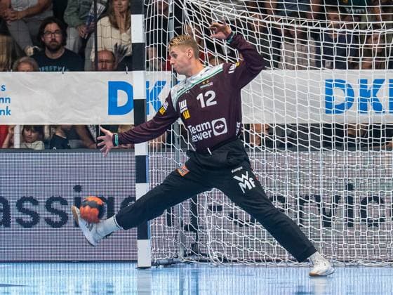 Kristian Saeveras Frisch Auf Goeppingen, 12 saves a throw, Frisch Auf Goeppingen vs SC DHfK Leipzig, Handball, 1 Bundesliga, Men, Season 2025 2026, 11 09 2025, Frisch Auf Goeppingen vs SC DHfK Leipzig, Handball, 1 Bundesliga, Men, Season 2025 2026, 11 09 2025 Goeppingen Copyright: xEibner-Pressefoto MichaelxSchmidx EP_MST