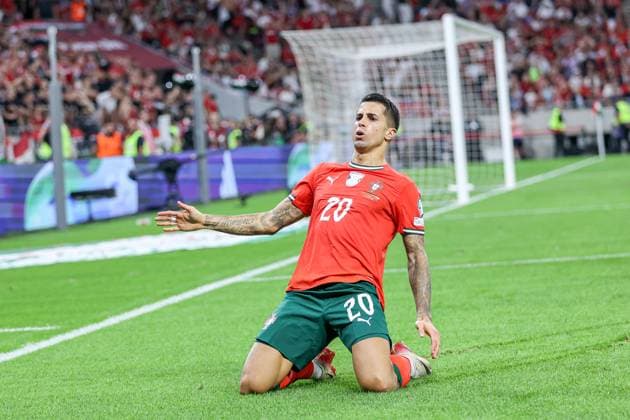 September 9, 2025, Budapest, Hungary: Joao Cancelo of Portugal celebrates after scoring a goal during European World Cup Qualifiers 2026 football match between Hungary and Portugal at Puskas Arena. Final score; Hungary 2 : 3 Portugal. Budapest Hungary - ZUMAs197 20250909_aab_s197_147 Copyright: xGrzegorzxWajdax