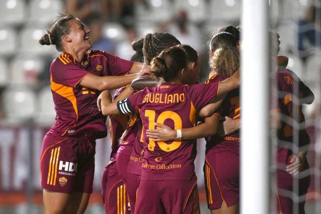11.09.2025 Roma vs Sporting Lisbona Women s Champions League; Calcio; & xD;Nella foto: Esultanza& xD;(Foto Gino Mancini)  Copyright: xGinoxMancini IPAxSportx xipa-agency.netx xx IPA_64710149 IPA_Agency_IPA64710149