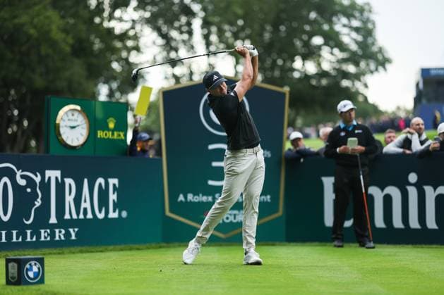 11th September 2025; Wentworth Club, London, England; The BMW PGA, Golf Herren Championship Round 1; Ludvig Aberg& x2003;of Sweden tees off from the 3rd tee  HenningxvonxJagow