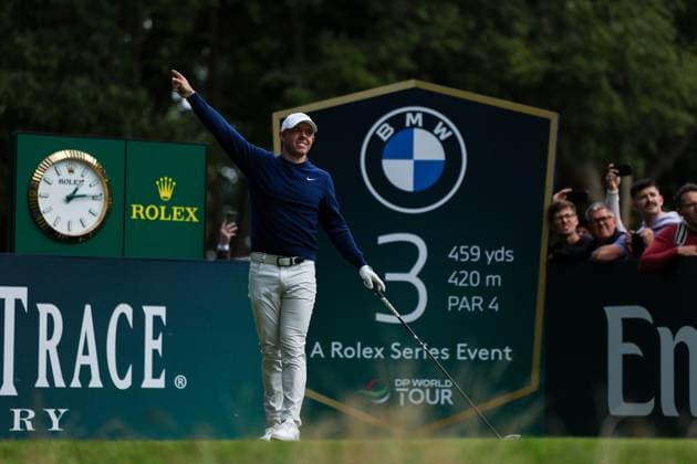 11th September 2025; Wentworth Club, London, England; The BMW PGA, Golf Herren Championship Round 1; Rory McIlroy of Northern Ireland tees off from the 3rd tee  HenningxvonxJagow
