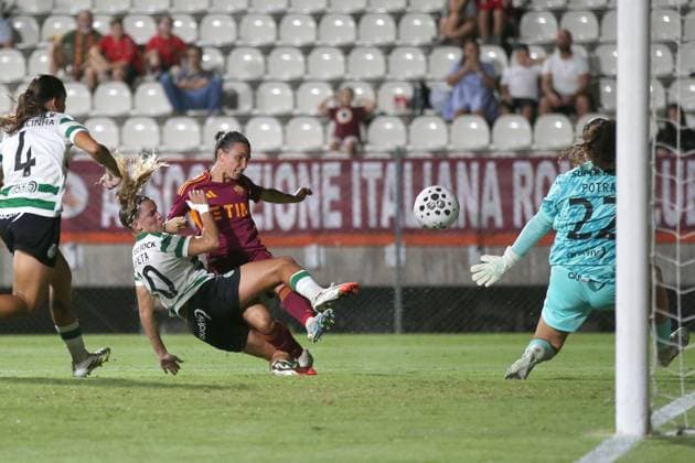 CALCIO - Champions League Women - AS Roma vs Sporting CP 11.09.2025 Roma vs Sporting Lisbona Women s Champions League; Calcio; Nella foto: Lucia Di Guglielmo gol (Foto Gino Mancini) Rome Italy  Copyright: xIPAxSport ABACAx