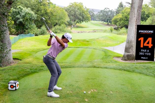 September 11, 2025, Napa, California, United States: NAPA, CA - SEPTEMBER 11: Jackson Koivun of the United States tees off on hole 14 during the Procore Championship 2025 - Round One at Silverado Resort on September 11, 2025 in Napa, California. Procore Championship 2025 - Round One  - ZUMAt139 20250911_aaa_t139_012 Copyright: xAlxChang IsixPhotosx