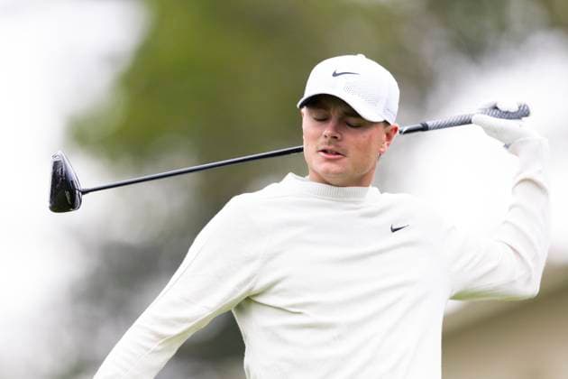 September 11, 2025, Napa, California, United States: NAPA, CA - SEPTEMBER 11: Luke Clanton of the United States reacts after hitting his tee shot to the right on hole 1 during the Procore Championship 2025 - Round One at Silverado Resort on September 11, 2025 in Napa, California. Procore Championship 2025 - Round One  - ZUMAt139 20250911_aaa_t139_020 Copyright: xAlxChang IsixPhotosx