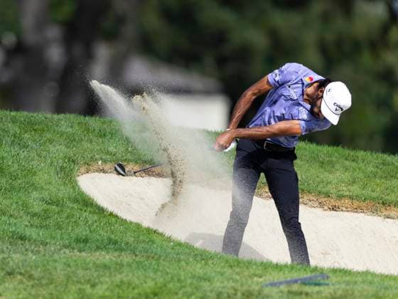 September 11, 2025, Napa, California, United States: NAPA, CA - SEPTEMBER 11: Akshay Bhatia of the United States hits a sand shot on hole 18 during the Procore Championship 2025 - Round One at Silverado Resort on September 11, 2025 in Napa, California. Procore Championship 2025 - Round One  - ZUMAt139 20250911_aaa_t139_021 Copyright: xAlxChang IsixPhotosx