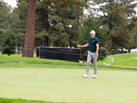 September 11, 2025, Napa, California, United States: NAPA, CA - SEPTEMBER 11: Matt McCarty of the United States waves to the crowd after sinking his birdie putt on hole 7 during the Procore Championship 2025 - Round One at Silverado Resort on September 11, 2025 in Napa, California. Procore Championship 2025 - Round One  - ZUMAt139 20250911_aaa_t139_032 Copyright: xAlxChang IsixPhotosx
