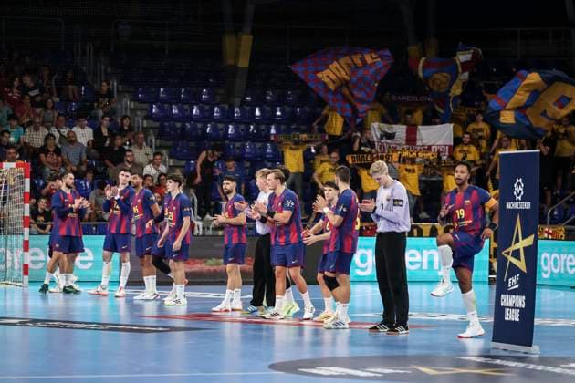 September 11, 2025, Barcelona, Barcelona, SPAIN: Players of FC Barcelona, Barca during the EHF Champions League 2025 26 group phase, handball match played between FC Barcelona and GOG at Palau Blaugrana on September 11, 2025 in Barcelona, Spain. Barcelona SPAIN - ZUMAa181 20250911_zaa_a181_026 Copyright: xJavierxBorregox